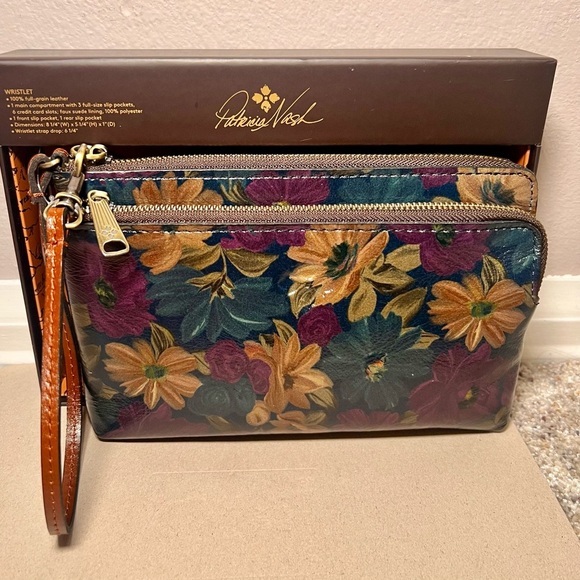 NWT Patricia Nash Leather Varone DOUBLE Zipper Wristlet/Clutch Peruvian … - Picture 4 of 8